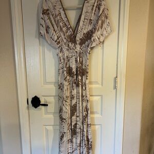 Blue Island Brown and White Maxi Dress